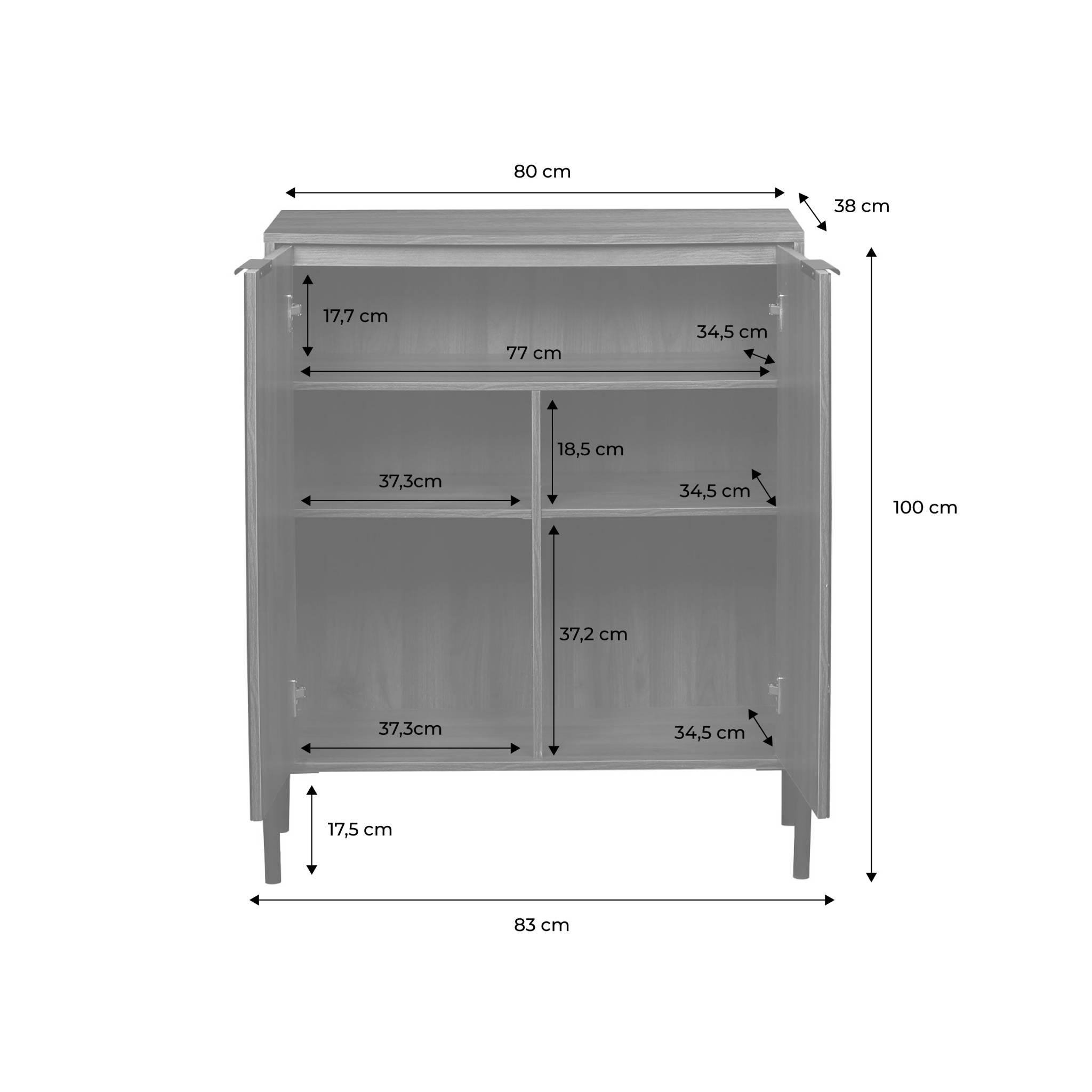 Voir la diapositive 6 : SWEEEK Buffet vintage effet bois de noyer. buffet haut. vaisselier. deux portes vitrées aspect fumé. L 83 x 38 x 100cm
