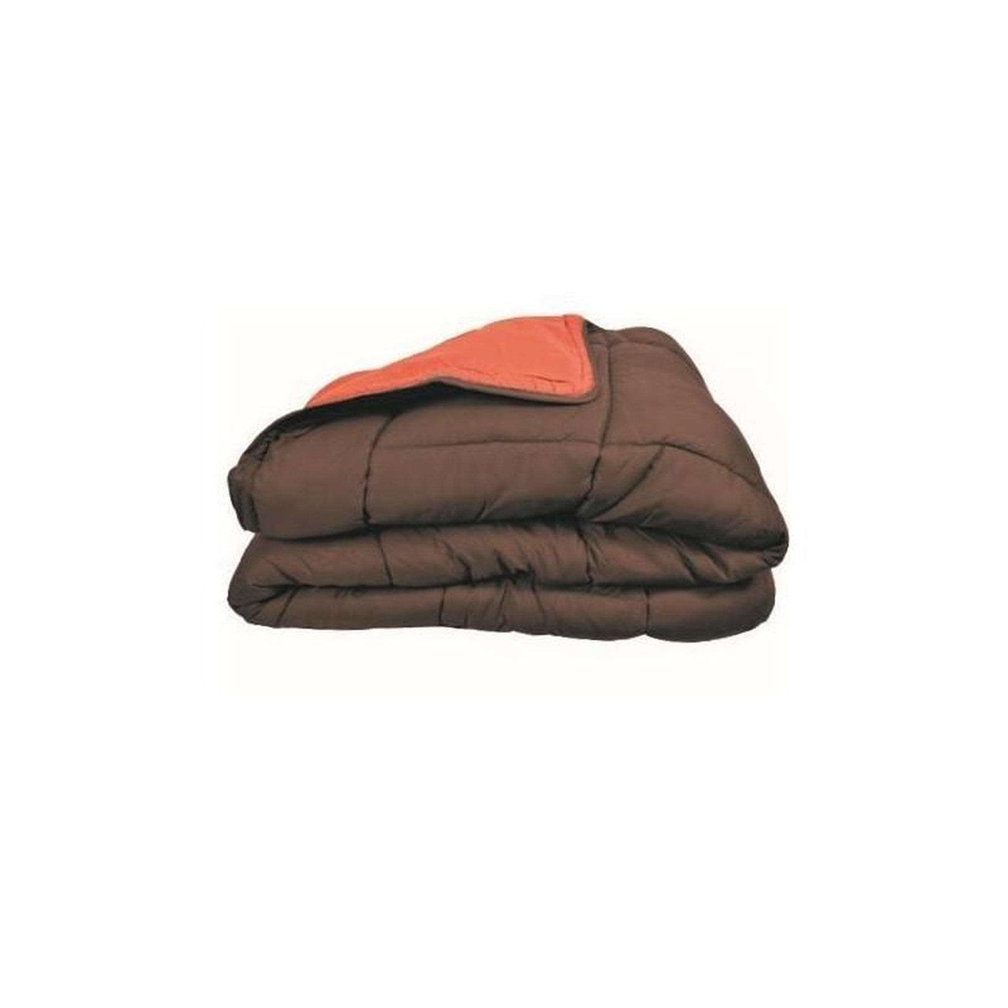 POYET MOTTE Couette chaude Microfibre 400 gr/m2 CALGARY Chocolat + Corail 140x200cm