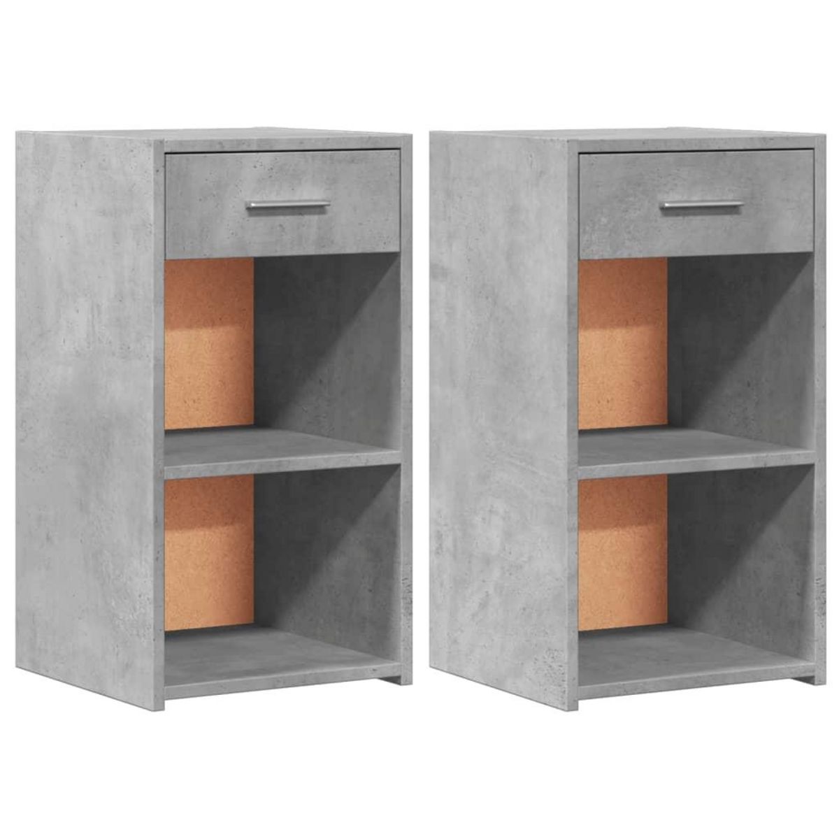 VIDAXL Tables de chevet 2 pcs gris beton 35x34x65 cm bois ingenierie