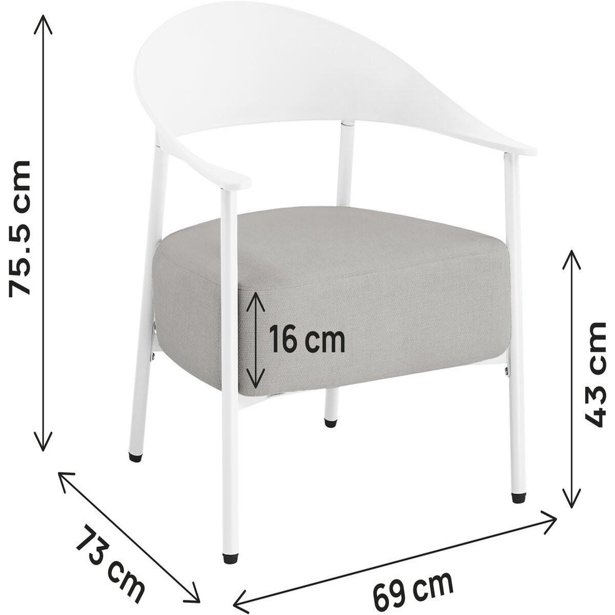 Voir la diapositive 3 : Habitat et Jardin Lot de 2 fauteuils de jardin en plastique et en métal  céora  - blanc