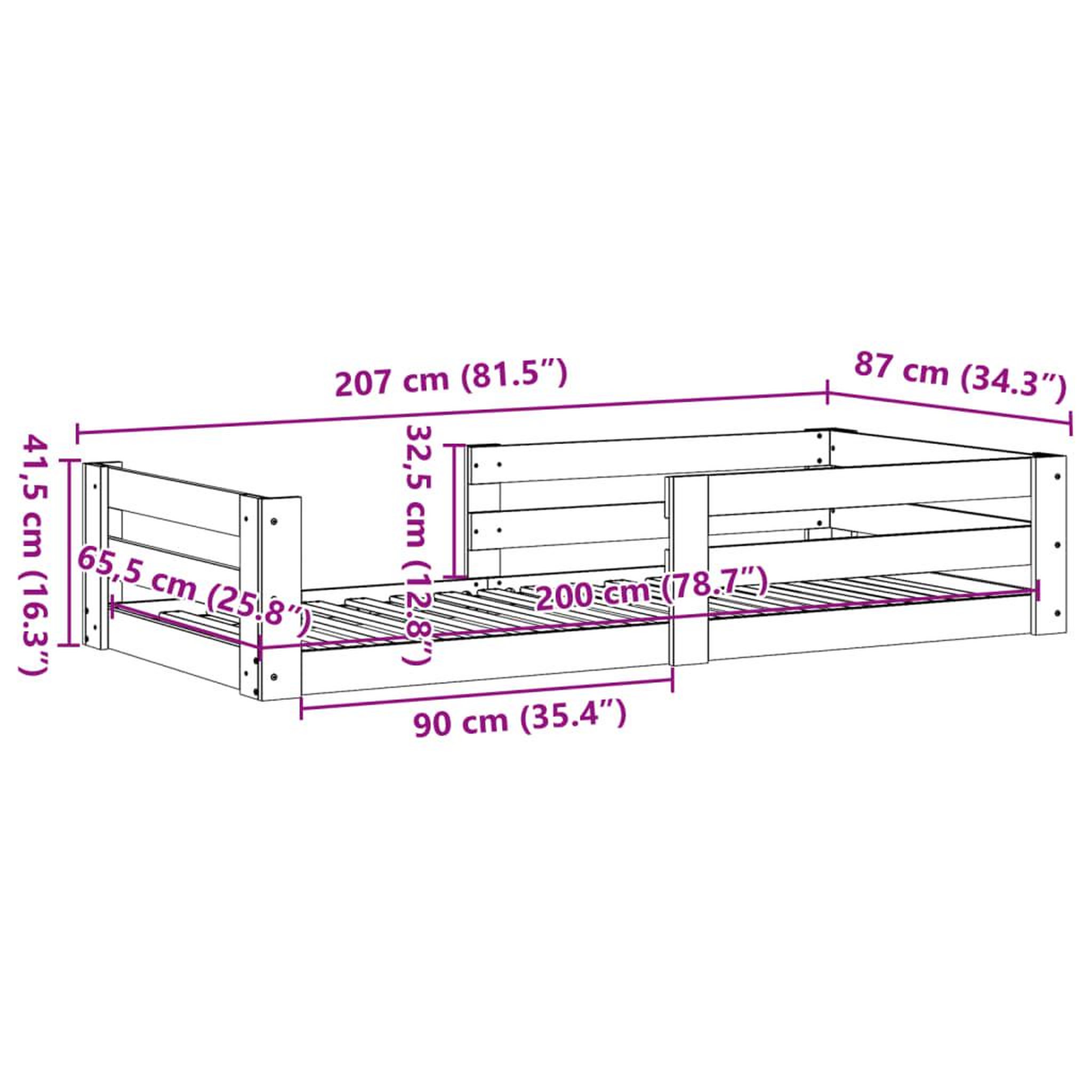 Voir la diapositive 6 : VIDAXL Cadre de lit sans matelas 80x200 cm bois massif de pin