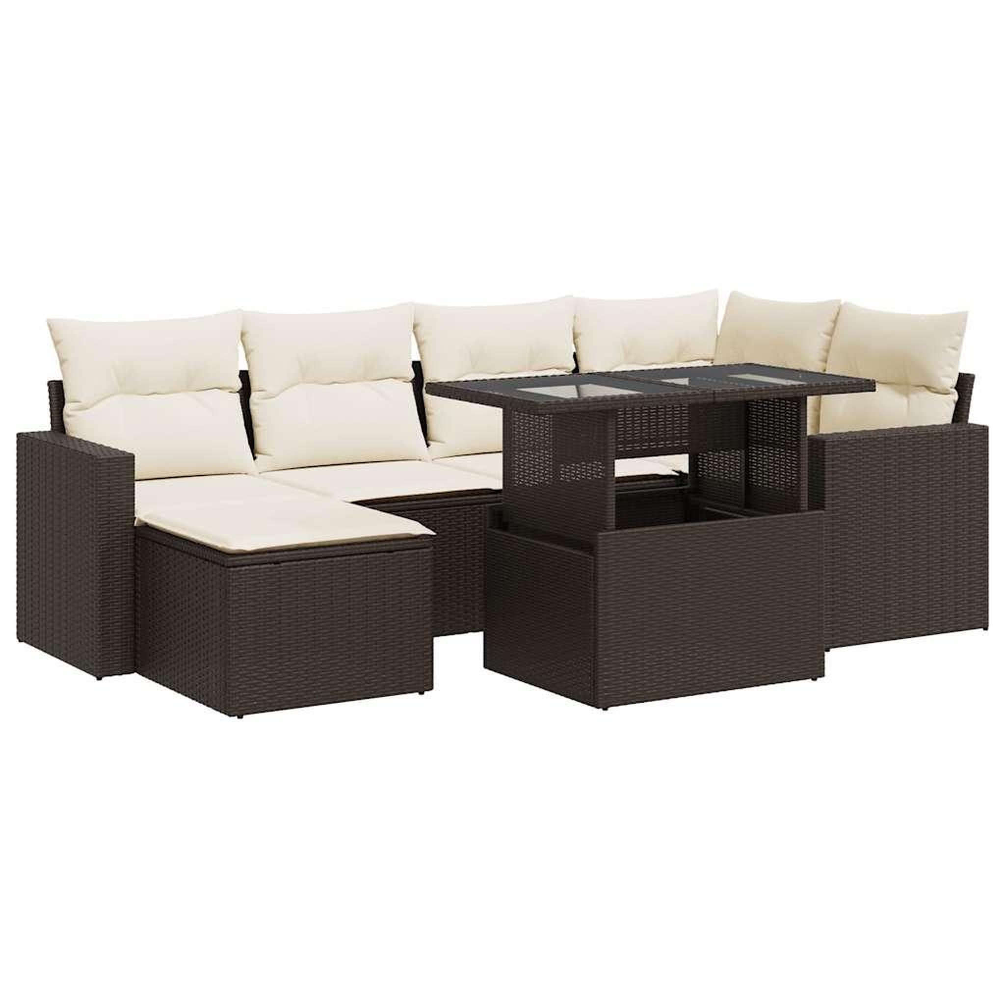 Voir la diapositive 2 : VIDAXL Salon de jardin avec coussins 7 pcs marron resine tressee