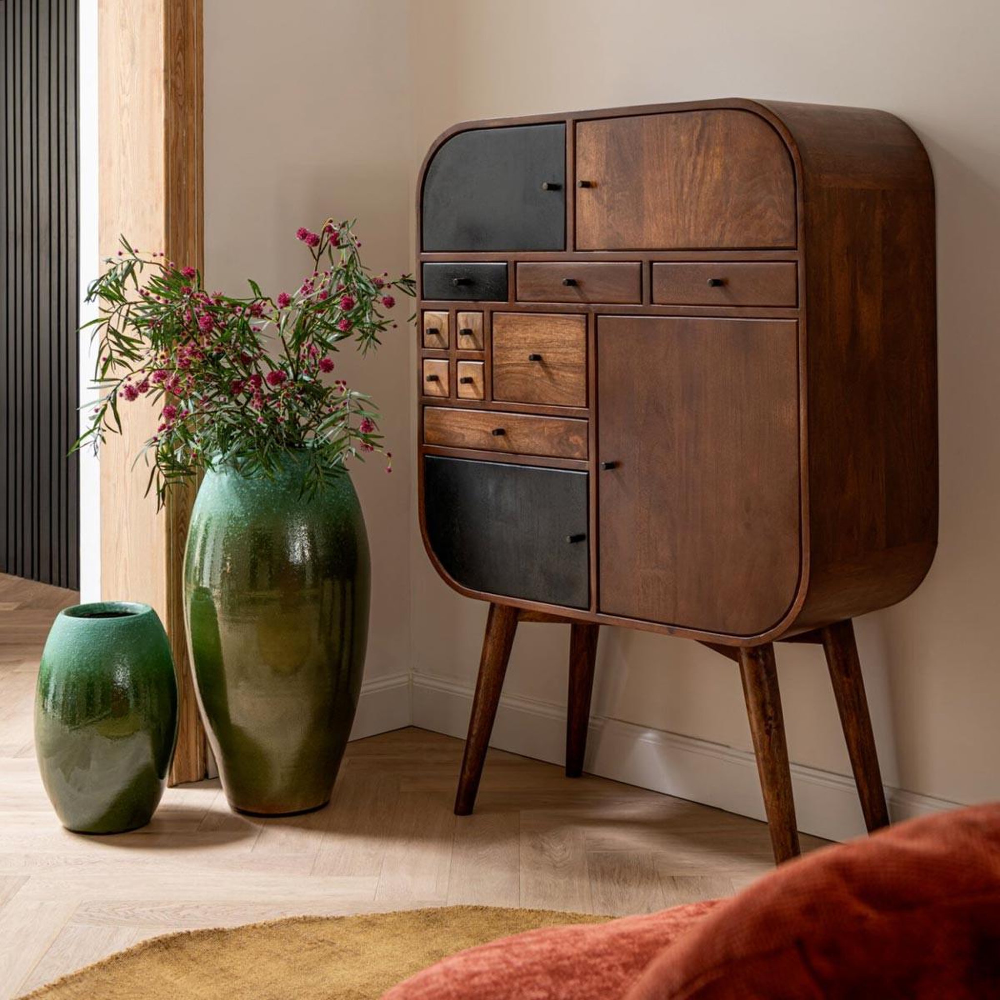 Voir la diapositive 6 : J-LINE Commode 13 tiroirs en bois  sixty  134cm naturel