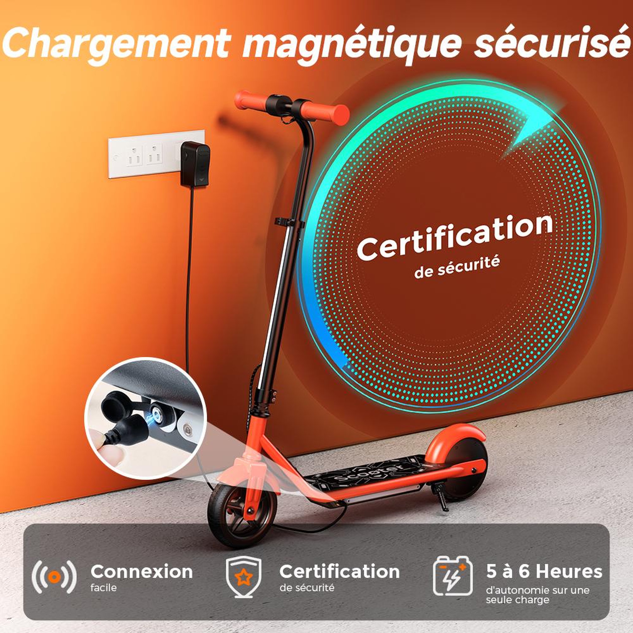 Voir la diapositive 5 : ISCOOTER Trottinette électrique K2Pro pour enfants, hauteur réglable, lumières d'ambiance colorées
