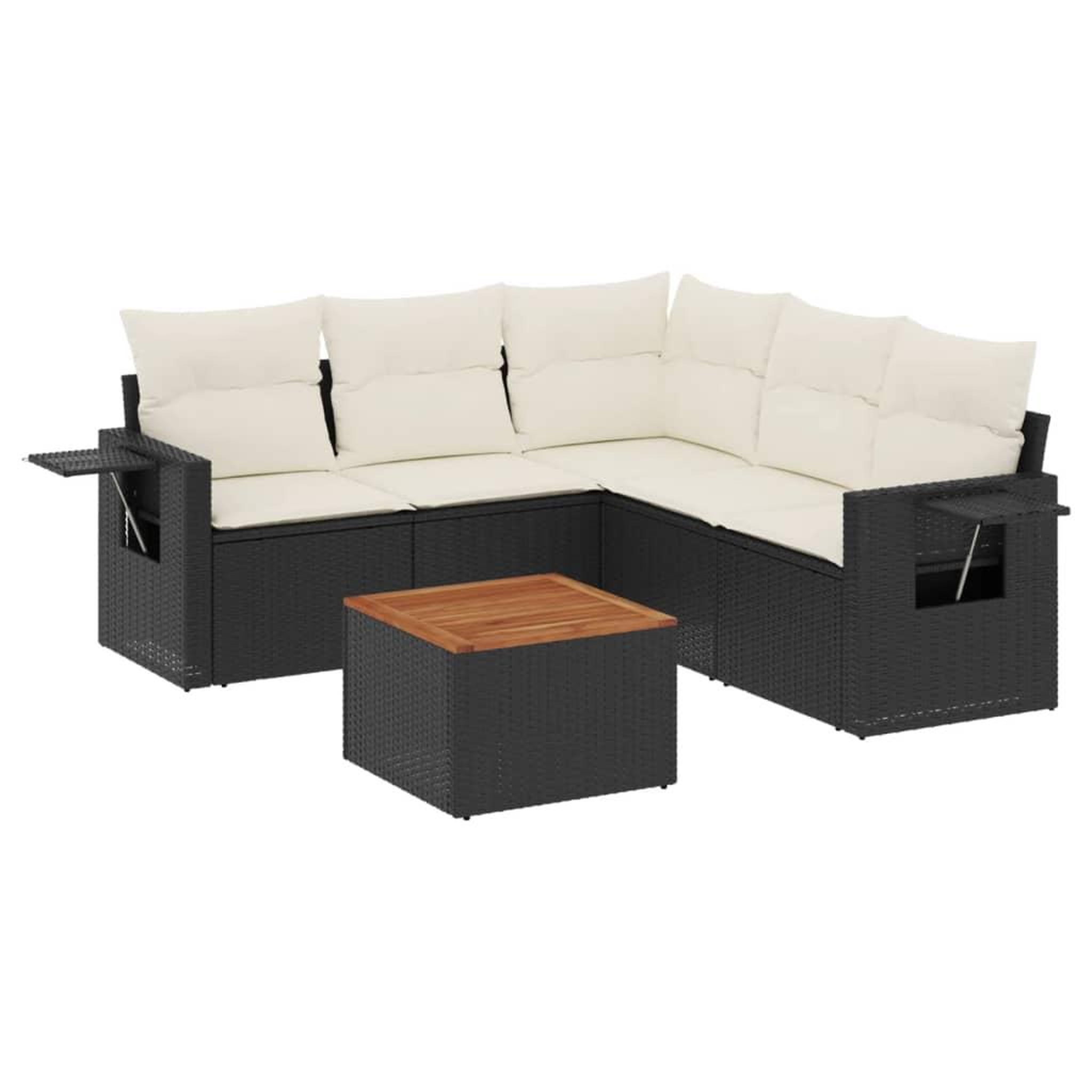 Voir la diapositive 2 : VIDAXL Salon de jardin 6 pcs avec coussins noir resine tressee