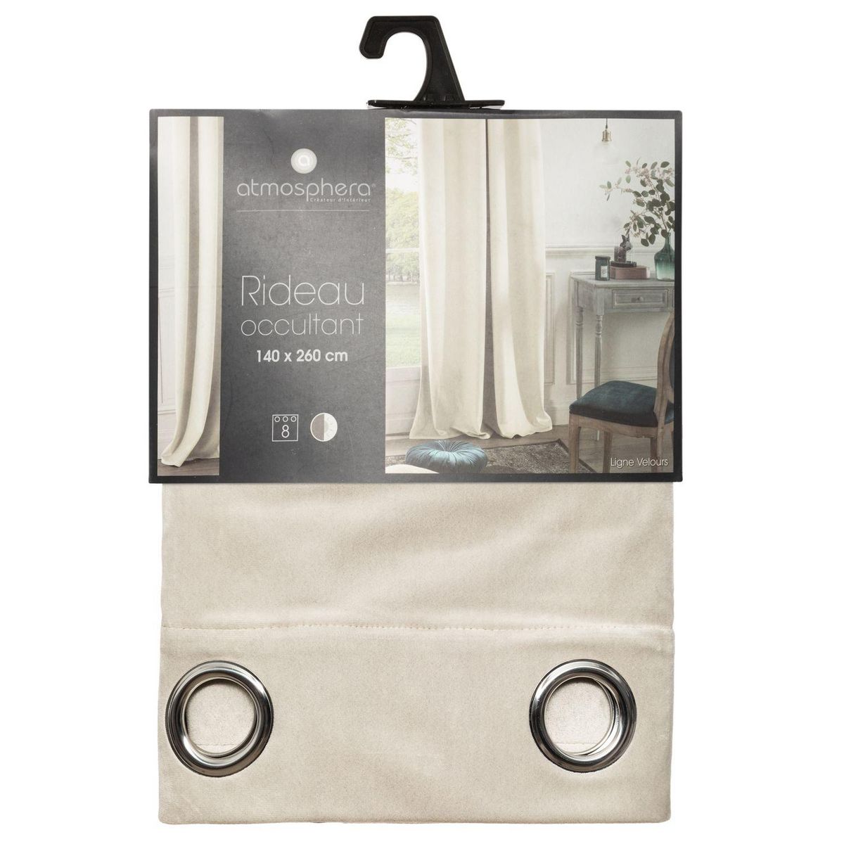 ATMOSPHERA Rideau occultant effet velours à œillet