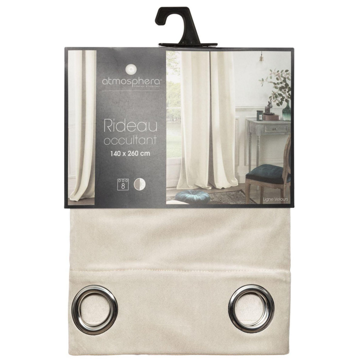 ATMOSPHERA Rideau occultant effet velours à œillet
