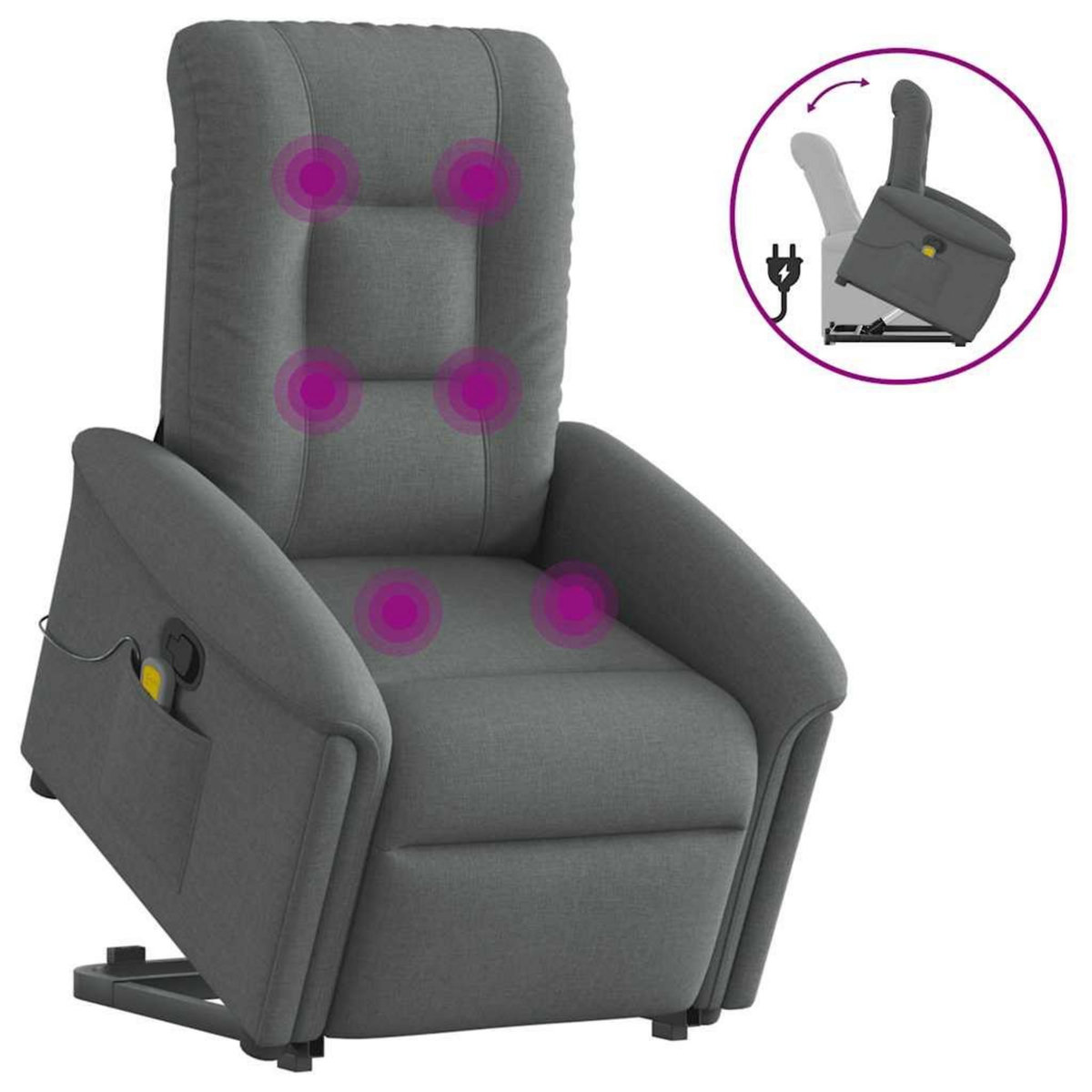 VIDAXL Fauteuil de massage inclinable Gris fonce Tissu