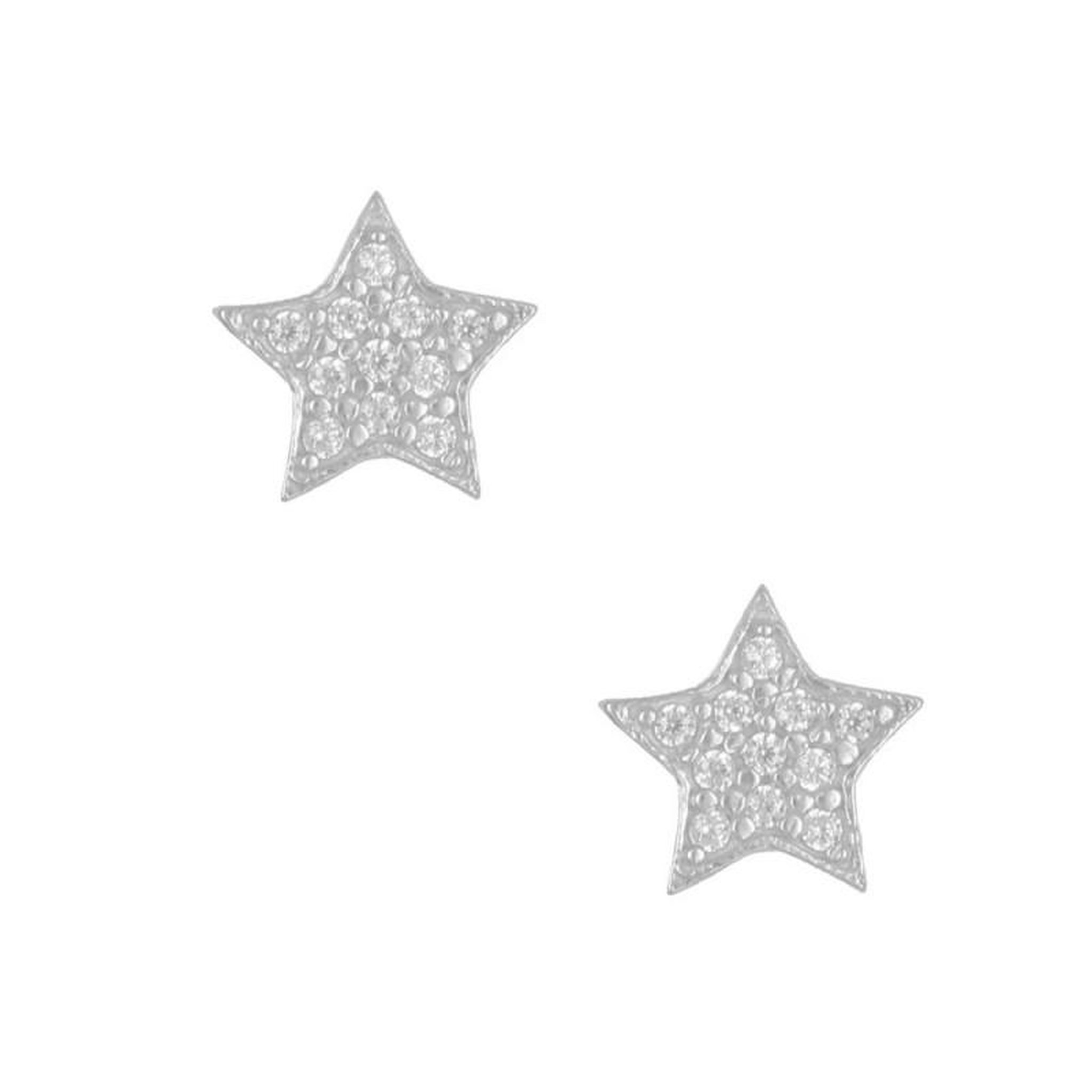 L'ATELIER D'AZUR Boucles d'Oreilles Or Blanc Serties de Zirconiums - Etoile