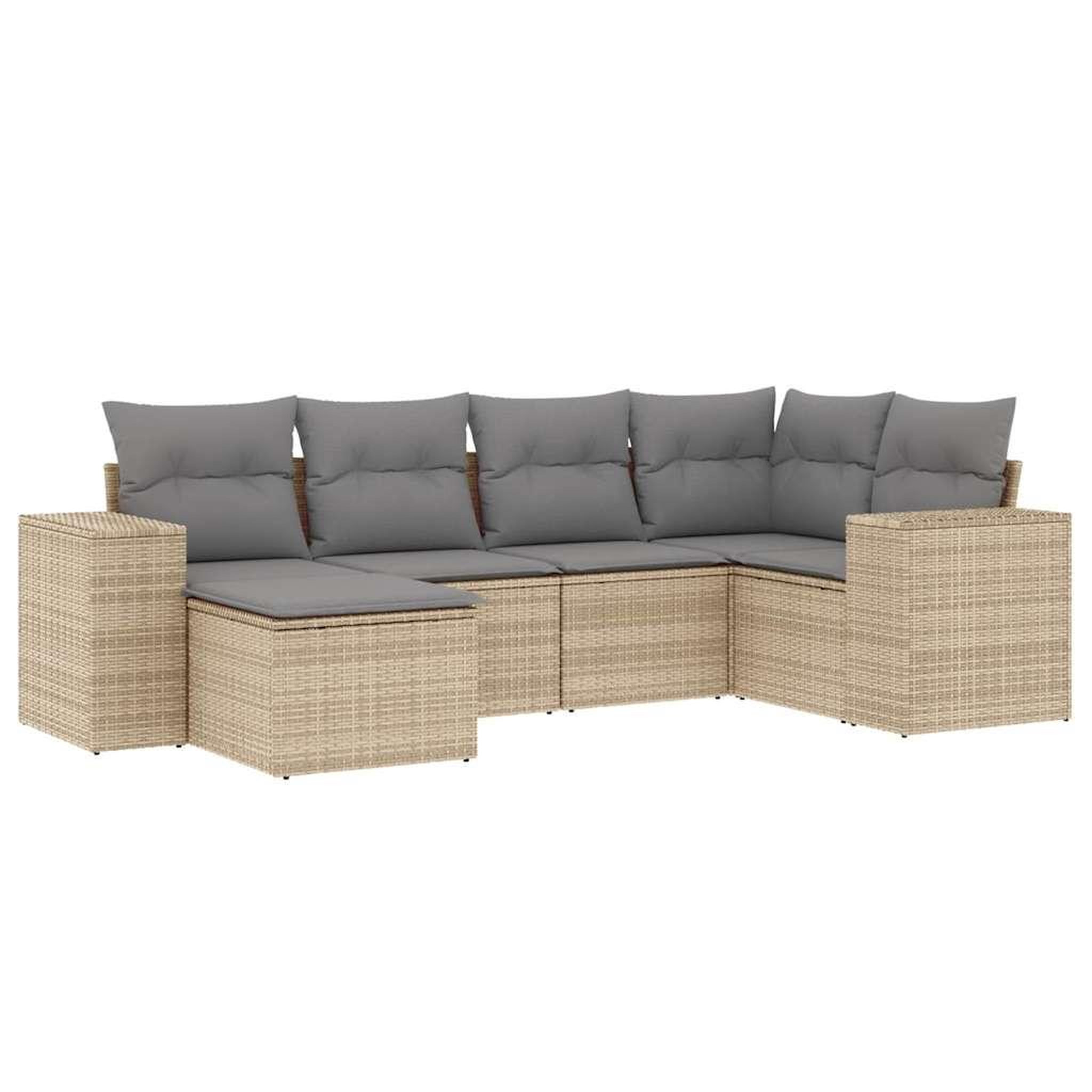 Voir la diapositive 2 : VIDAXL Salon de jardin avec coussins 6 pcs beige resine tressee
