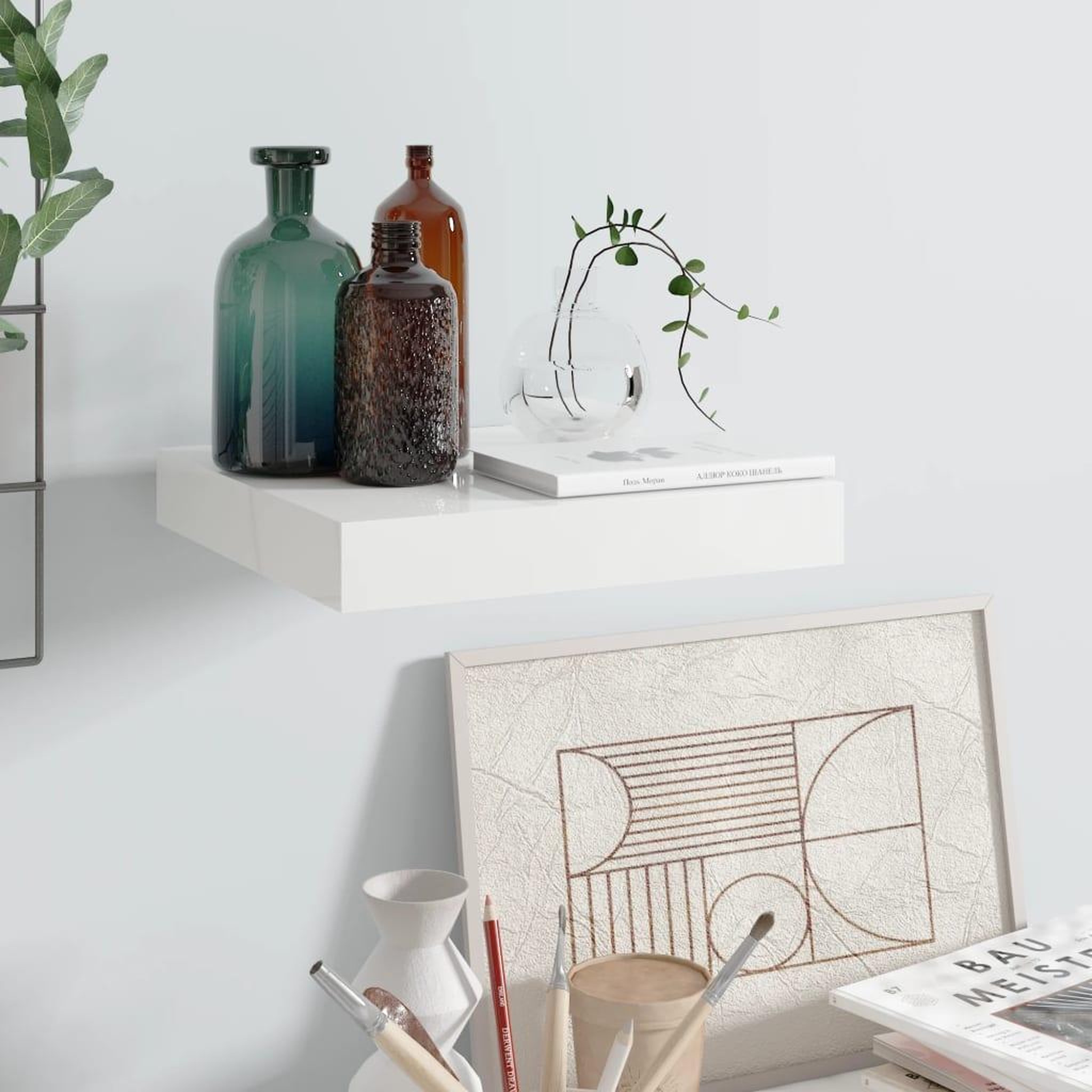 Voir la diapositive 1 : VIDAXL Etagere murale flottante Blanc brillant 23x23,5x3,8 cm MDF