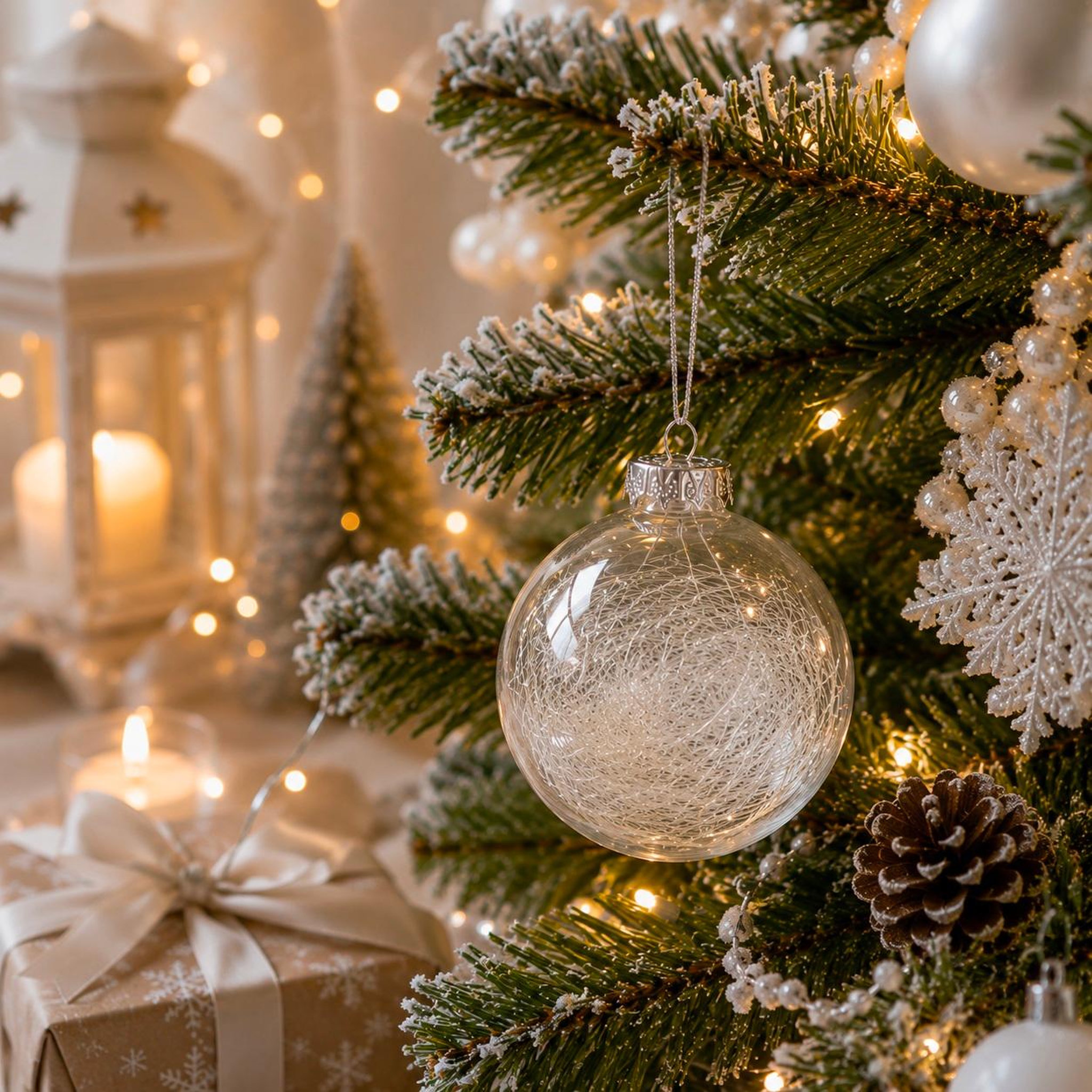 Voir la diapositive 3 : Eden Boule de noël transparente avec cheveux d'ange