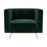 Rendez vous déco Fauteuil en velours vert foncé - Gatsby. Coloris disponibles : Bleu, Rouge, Beige, Gris