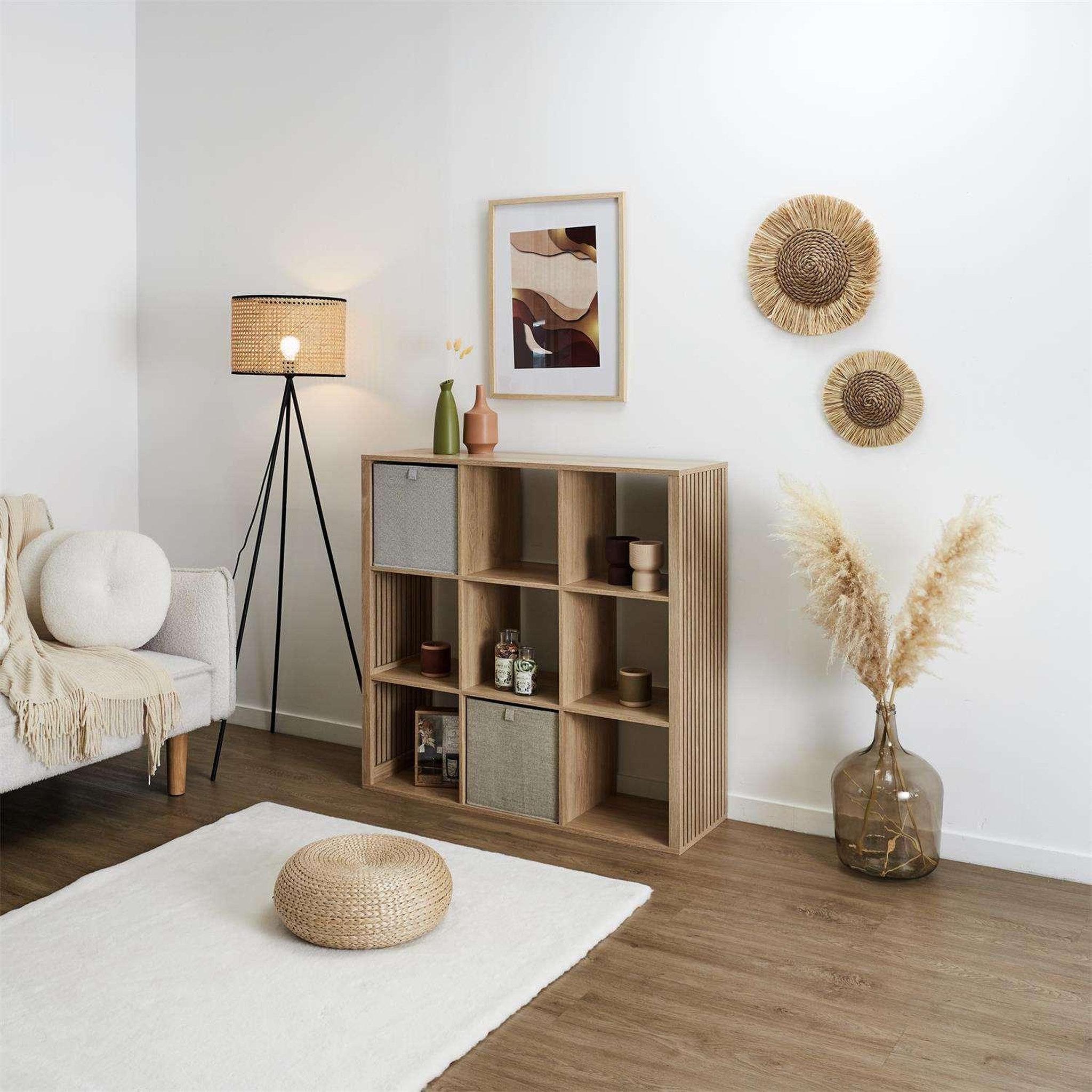 Voir la diapositive 2 : The Home Deco Factory Etagère de rangement 9 cases saulk en bois - marron