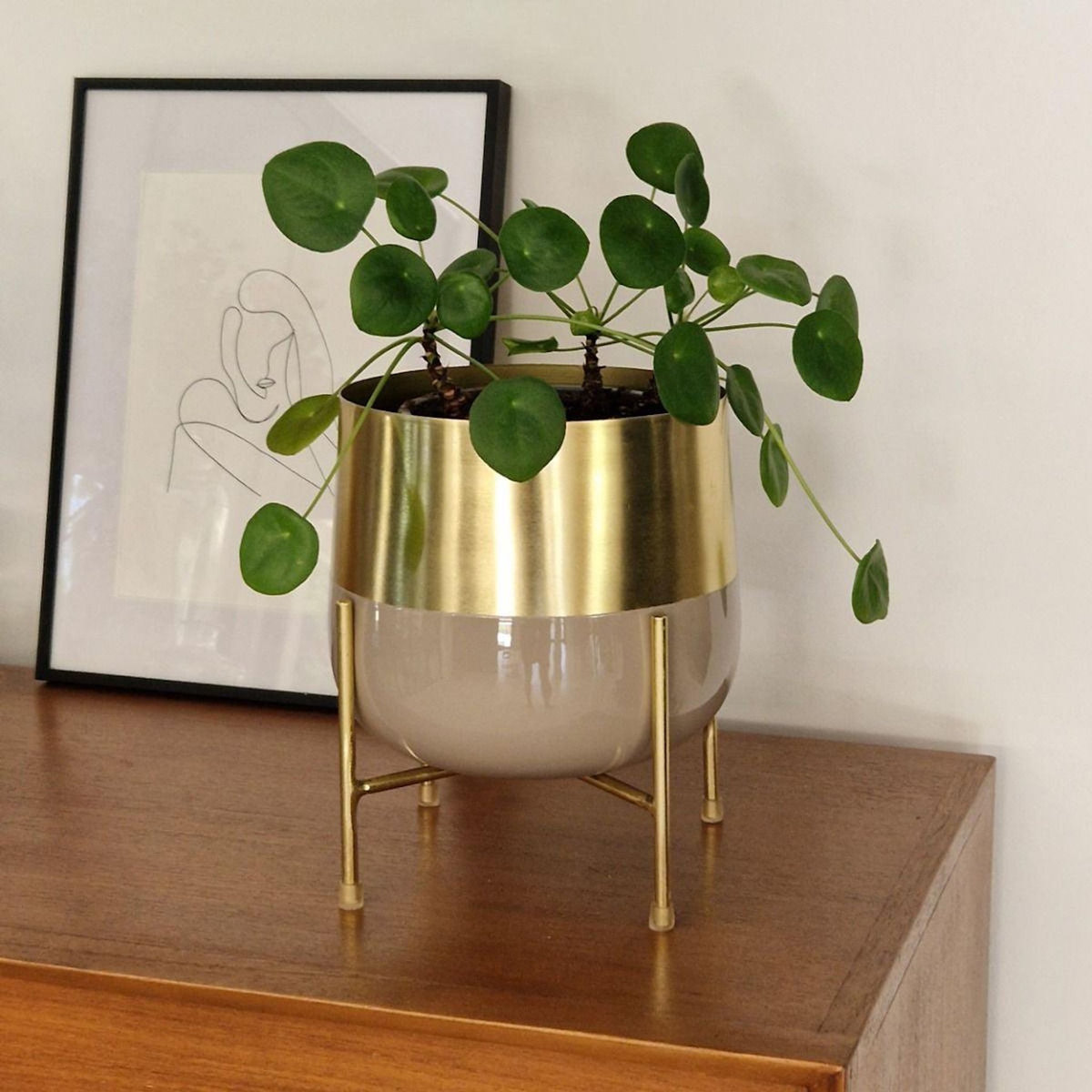 Rendez vous déco Cache-pot en métal rose clair et laiton-Moose