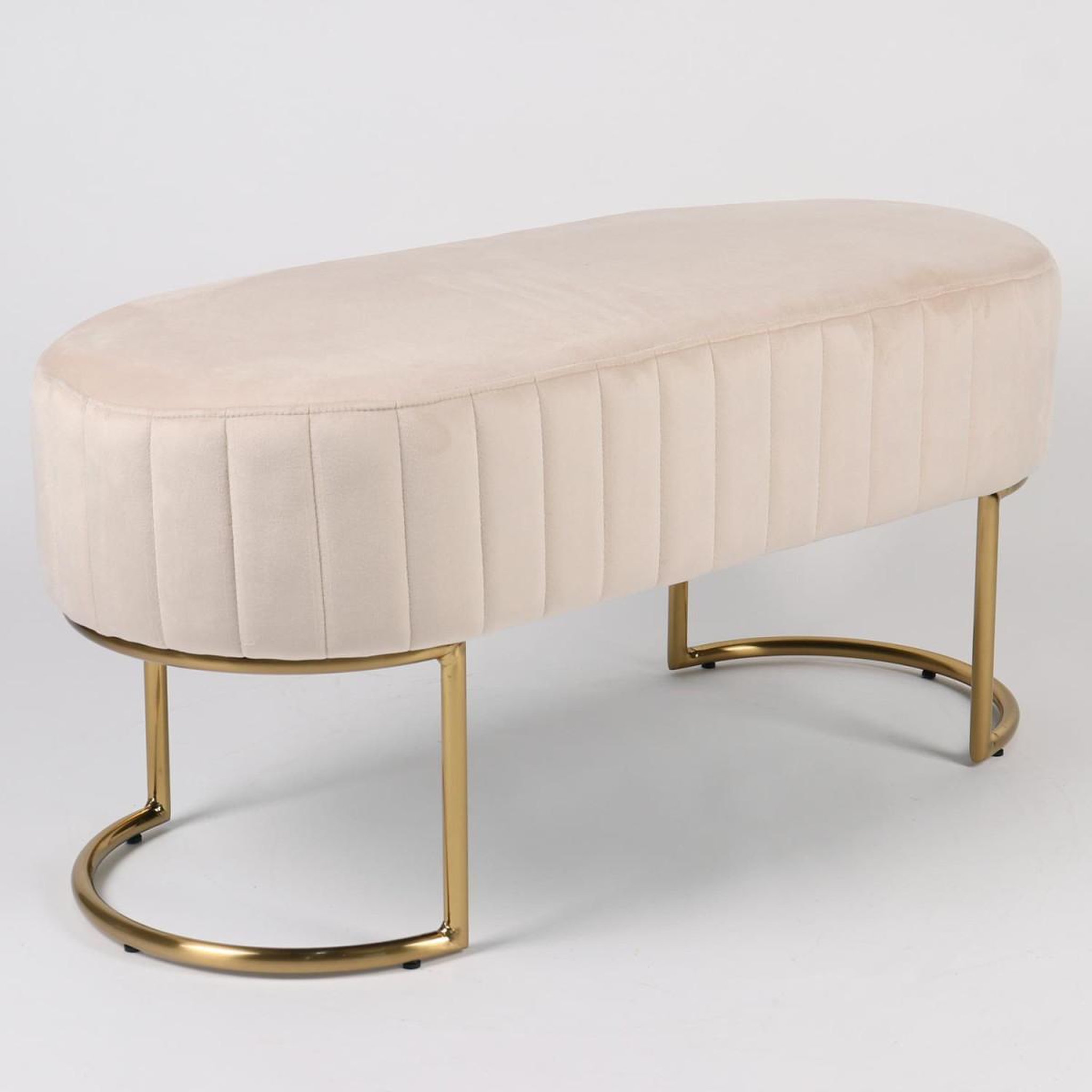 Voir la diapositive 3 : Paris Prix Banquette en velours  philomène  100cm beige