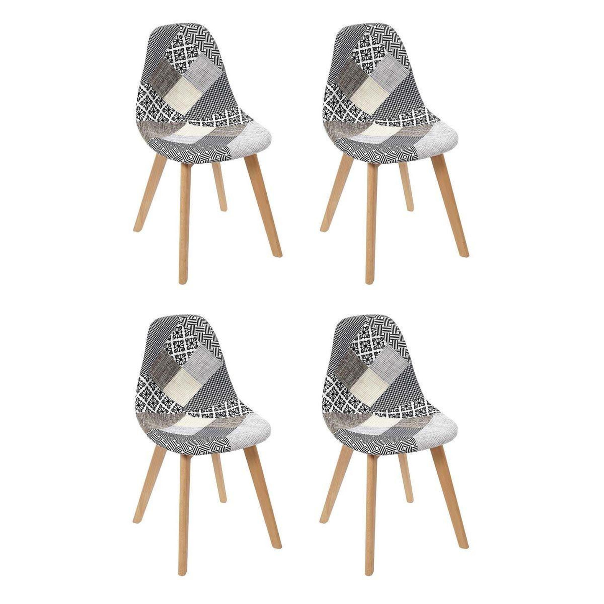 The Home Deco Factory Lot de 4 chaises design  patchwork  86cm gris