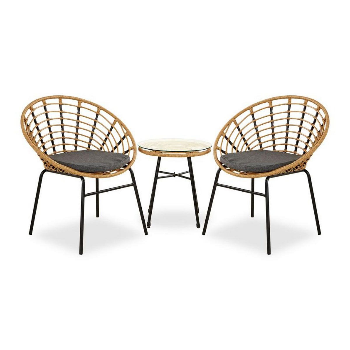 HomeStyle4U Ensemble salon de jardin Table et 2 chaises bistro