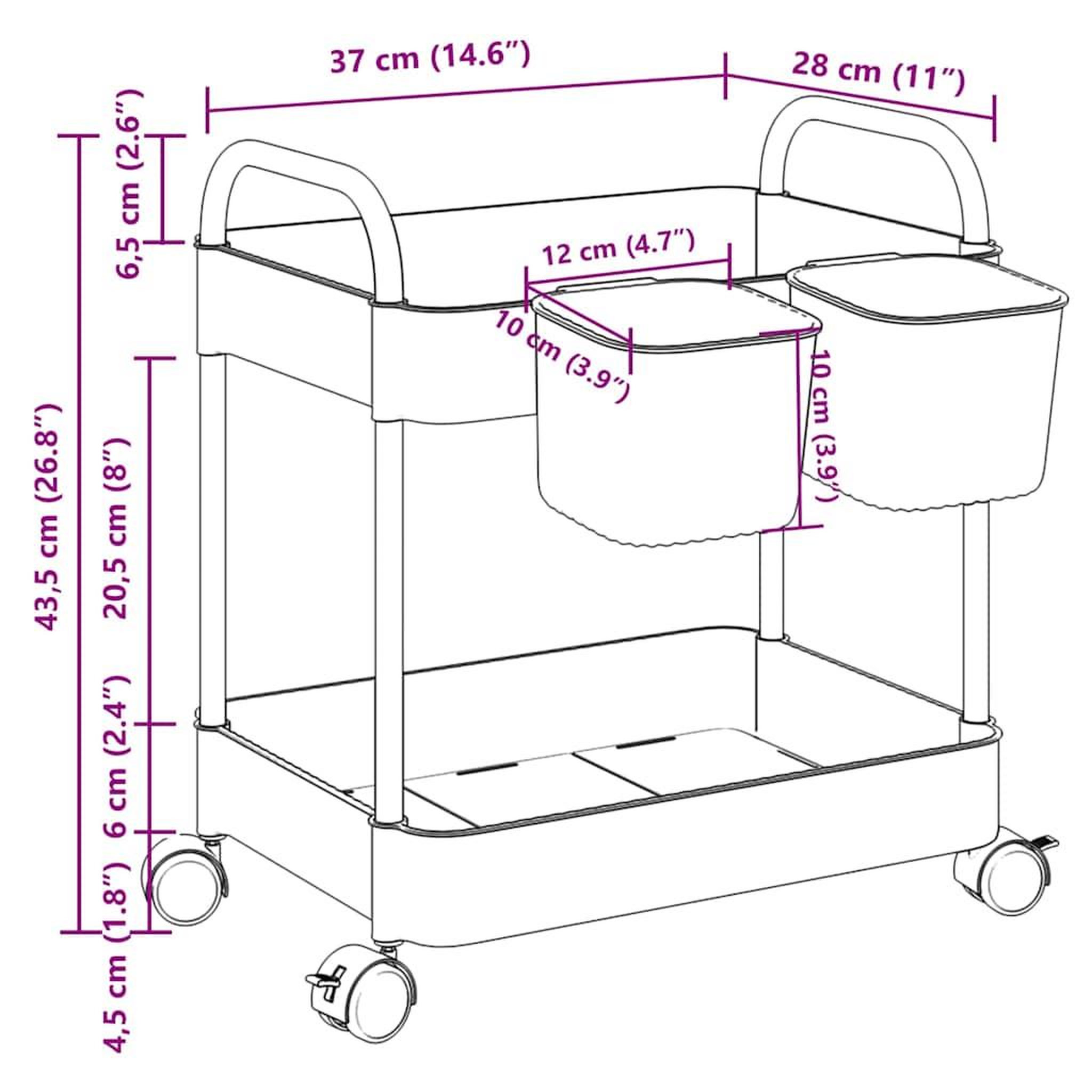 Voir la diapositive 6 : VIDAXL Chariot de rangement a 2 niveaux transparent acrylique