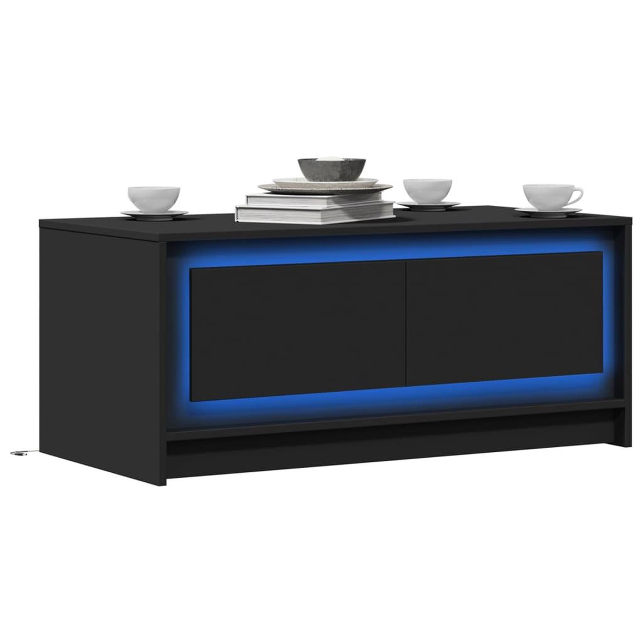 VIDAXL Table basse avec lumieres LED noir bois d'ingenierie