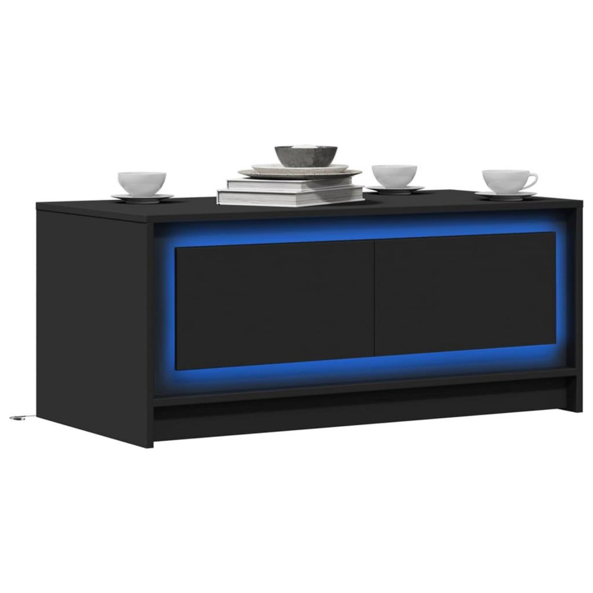 VIDAXL Table basse avec lumieres LED noir bois d'ingenierie