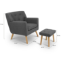 Voir la diapositive 6 : ID MARKET Fauteuil scandinave LIV avec repose pieds en tissu gris anthracite
