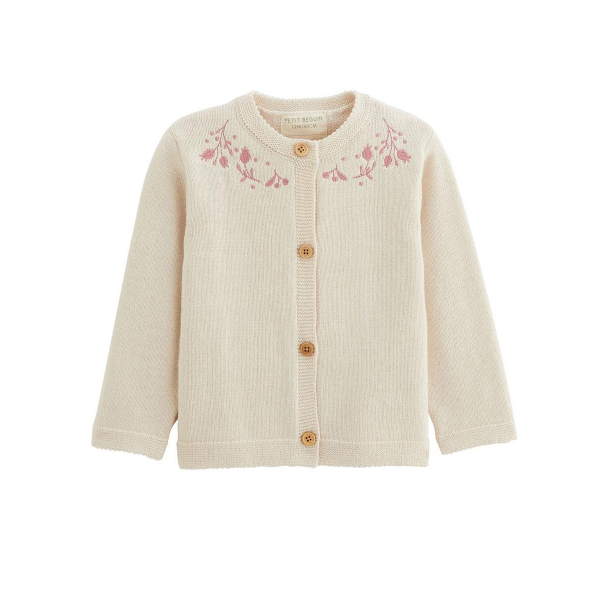 Petit Béguin Gilet enfant en tricot Eva. Coloris disponibles : Beige