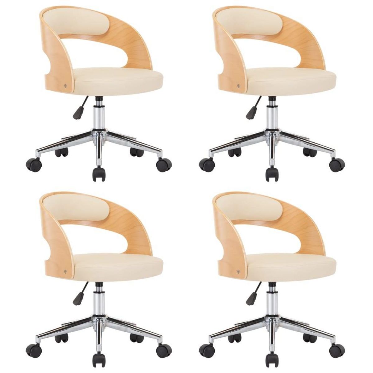 VIDAXL Chaises pivotantes a manger lot de 4 bois courbe et similicuir