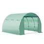 Voir la diapositive 1 : OUTSUNNY Bâche de rechange serre tunnel 9 m², bâche dim. 3L x 3l x 2H m PE anti-UV imperméable 6 fenêtres + porte enroulable zippée vert