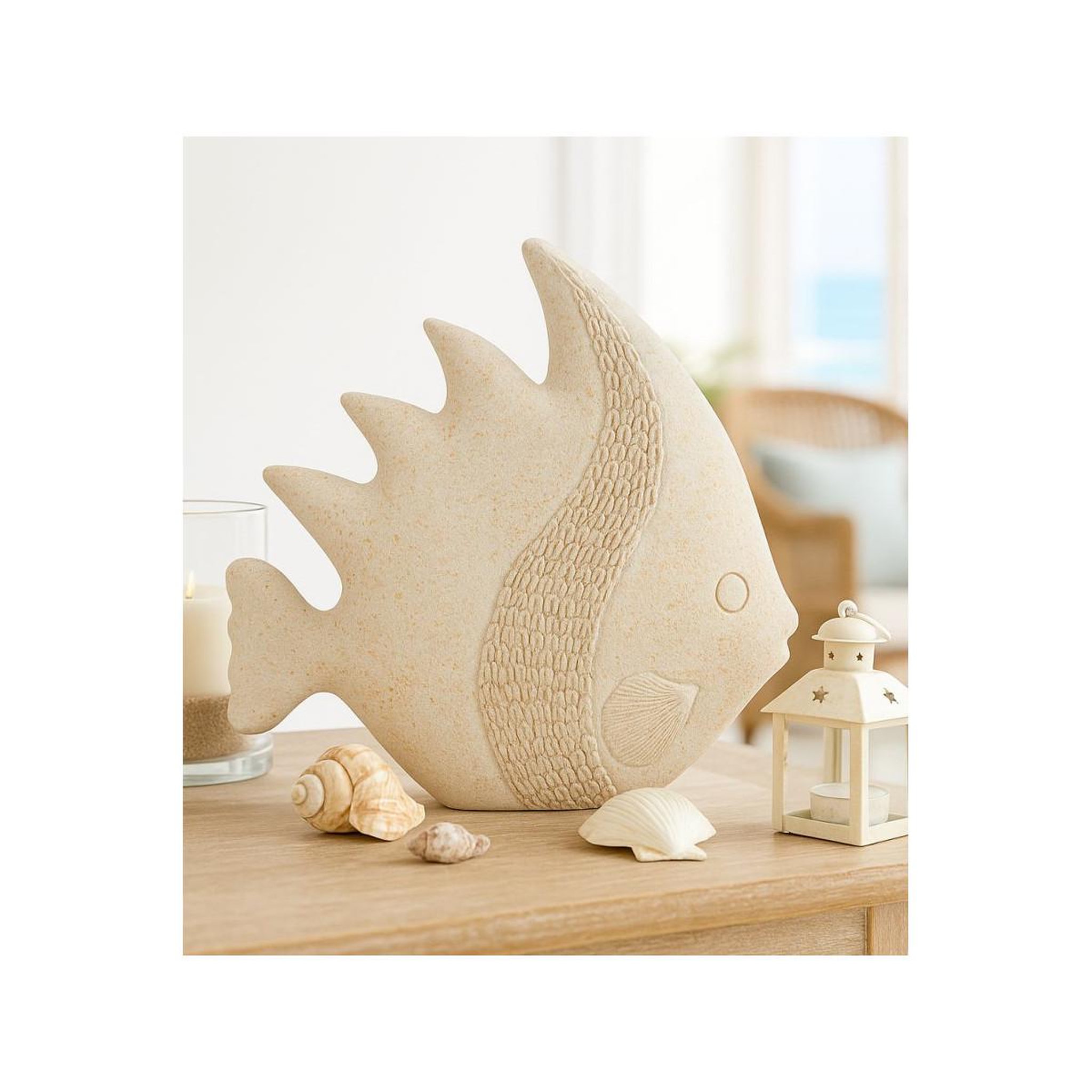 Voir la diapositive 6 : Paris Prix Statuette poisson en résine  sand  25cm beige