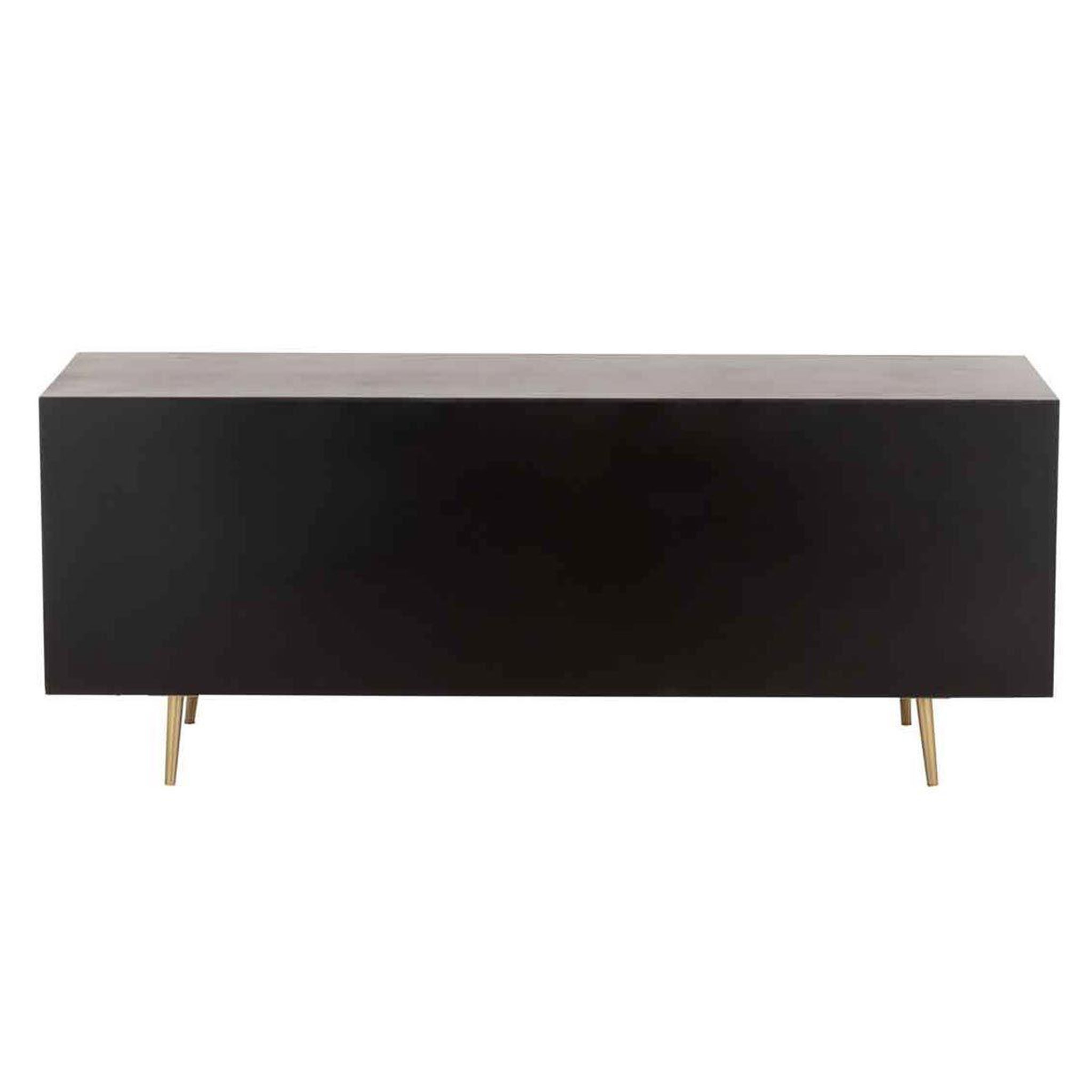 Voir la diapositive 4 : J-LINE Buffet 4 Tiroirs & 2 Portes  Remina  150cm Noir & Or