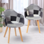 Voir la diapositive 2 : ID MARKET Lot de 2 chaises de salle à manger scandinaves, fauteuils de table SARA motifs patchworks noirs, gris et blancs