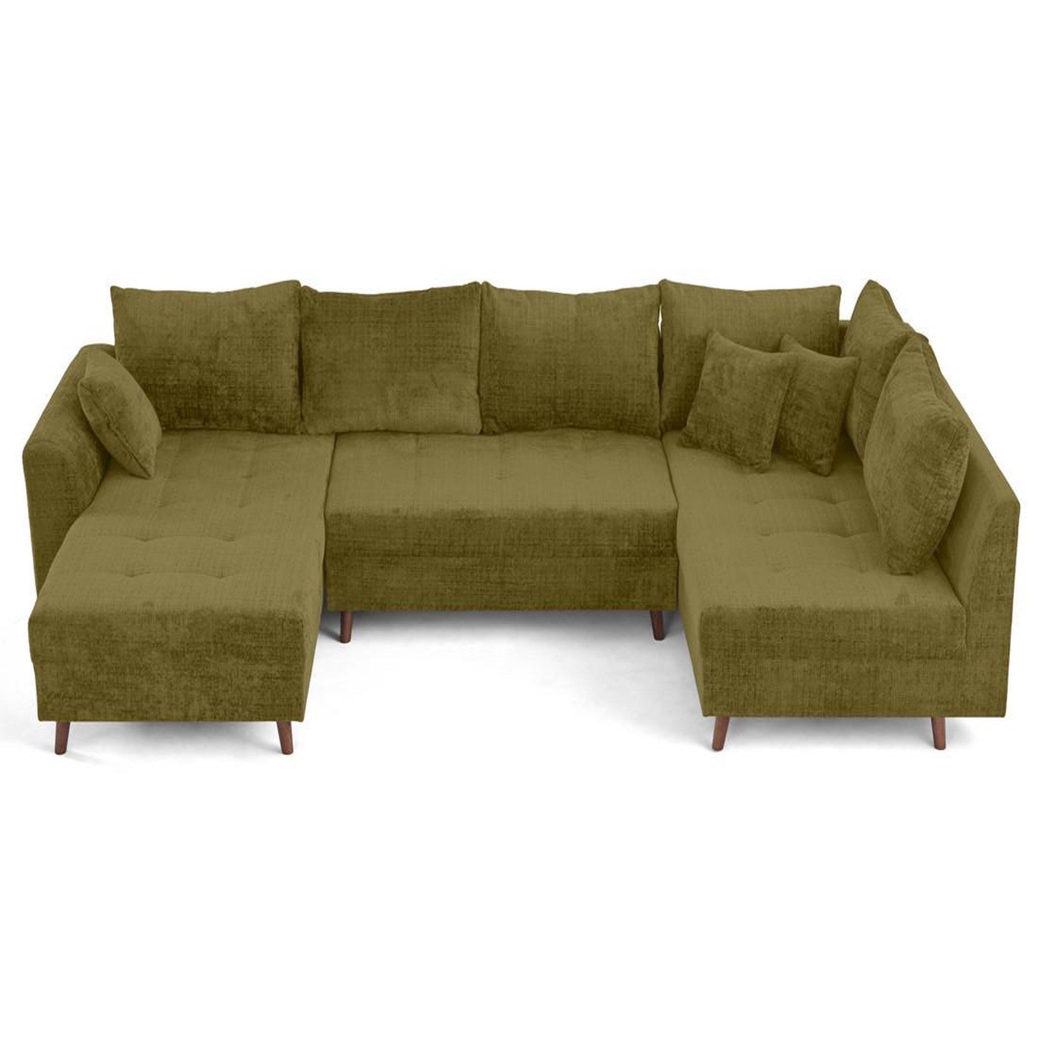 Voir la diapositive 2 : BEST MOBILIER Rune - canapé panoramique d'angle droit 7 places en velours texturé