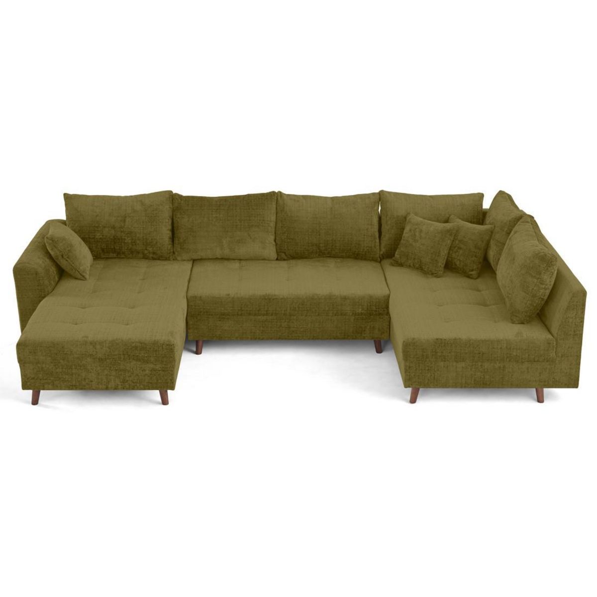 LISA DESIGN Rune - canapé panoramique d'angle droit 7 places en velours texturé