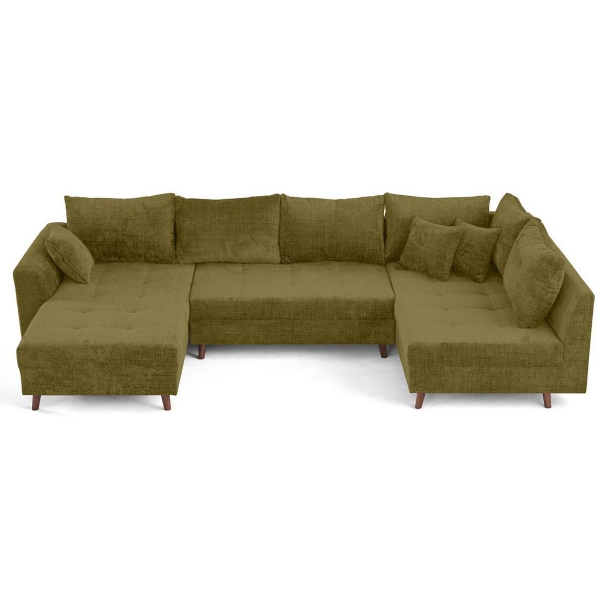 LISA DESIGN Rune - canapé panoramique d'angle droit 7 places en velours texturé