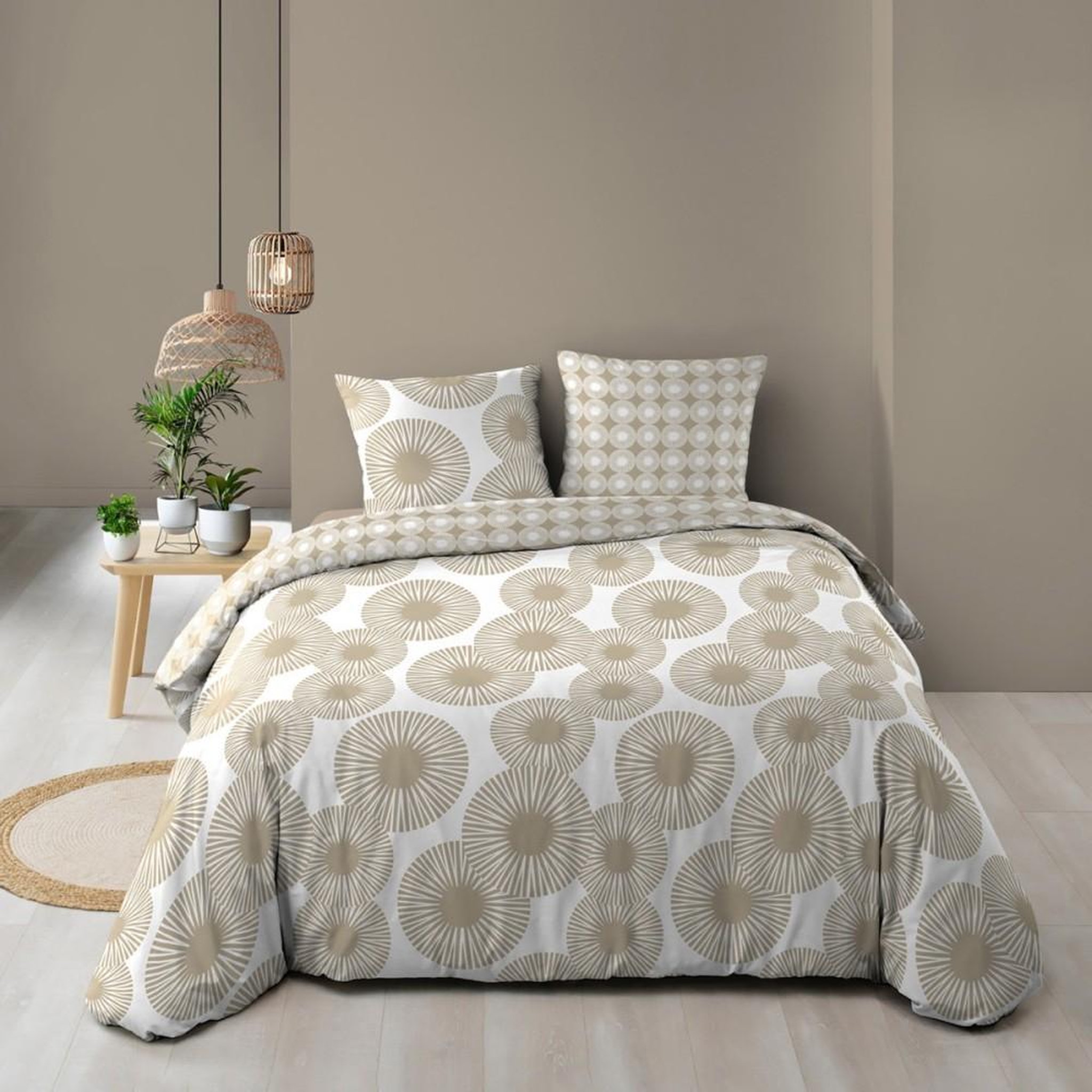 Voir la diapositive 1 : Douceur d'Intérieur Housse de couette 260x240 + 2 taies NEBULLA 100% coton 57 fils