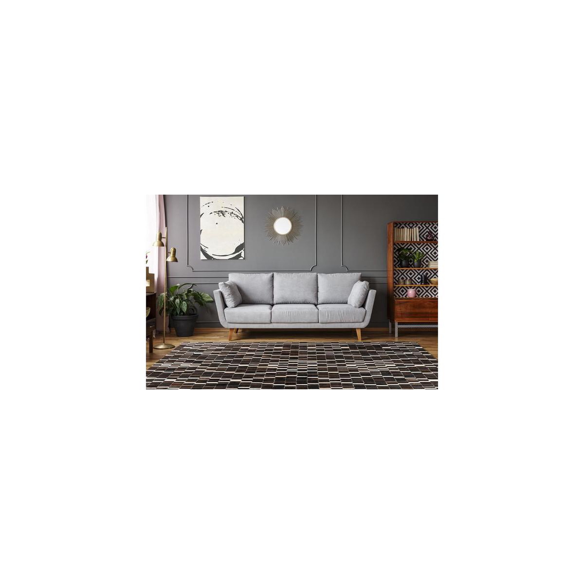 Voir la diapositive 5 : Paris Prix Tapis fait main en cuir  lavin  noir & blanc