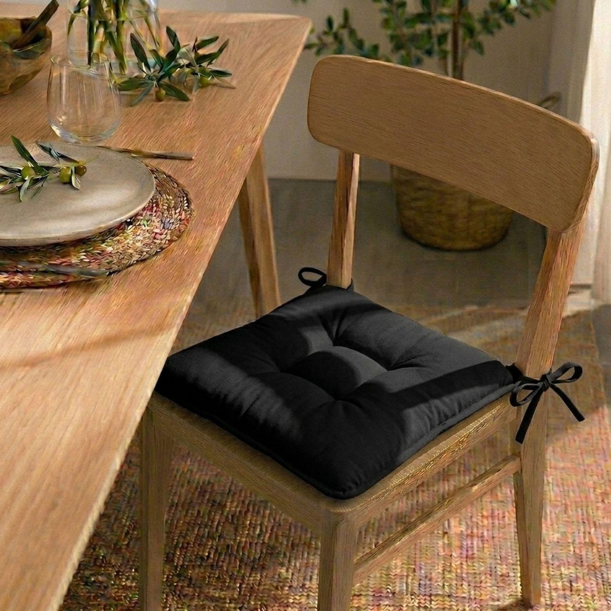 Voir la diapositive 2 : TOILINUX Lot de 2 galettes de chaise en coton panama