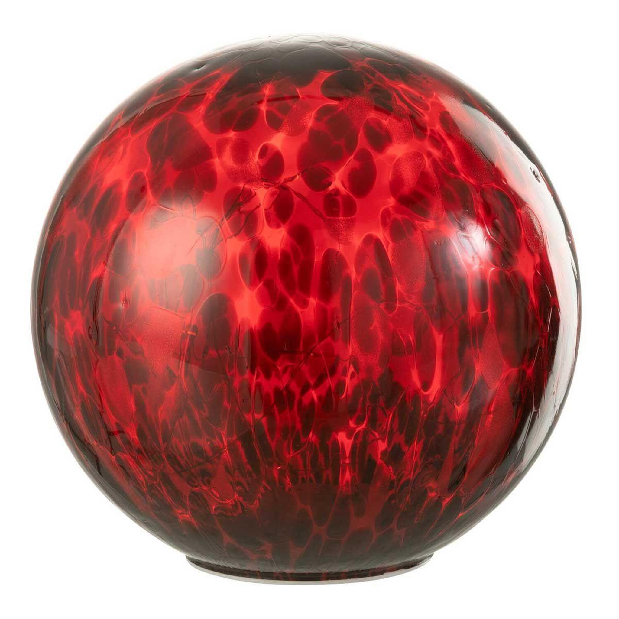 J-LINE Boule led en verre tacheté  preston  20cm rouge