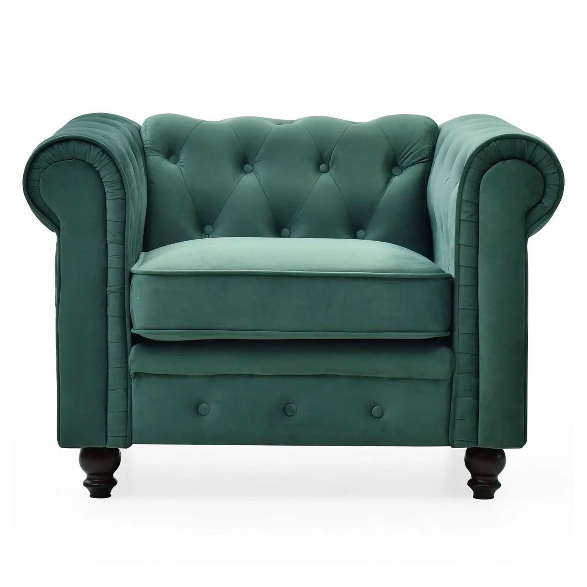 Paris Prix Fauteuil design velours  chesterfield  111cm vert