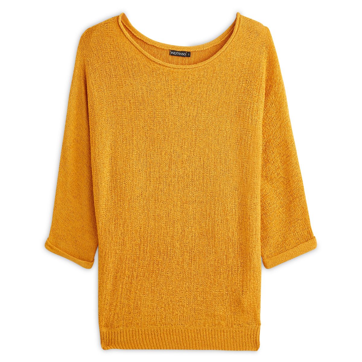 IN EXTENSO Pull évasé manches 3/4 jaune moutarde femme