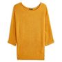 Voir la diapositive 3 : IN EXTENSO Pull évasé manches 3/4 jaune moutarde femme