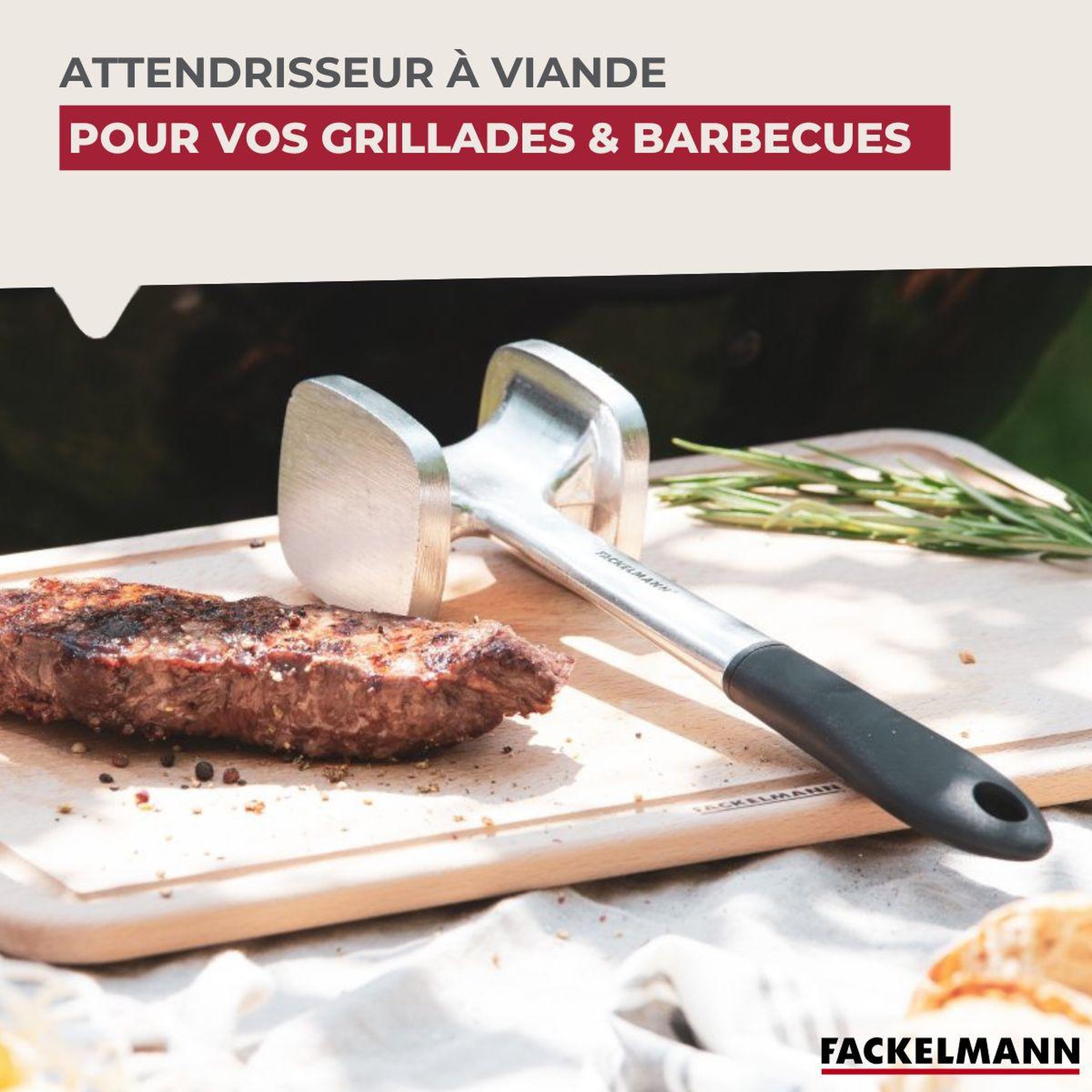 Voir la diapositive 2 : Fackelmann Attendrisseur à viande en aluminium 28 cm Fackelmann Basic