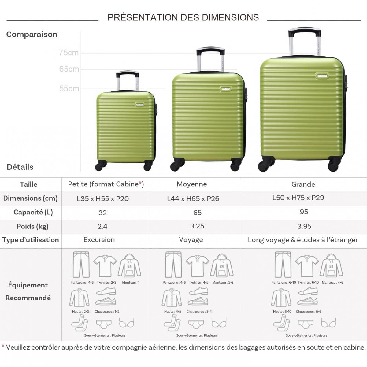 David Jones Lot 3 valises rigides dont 1 valise cabine
