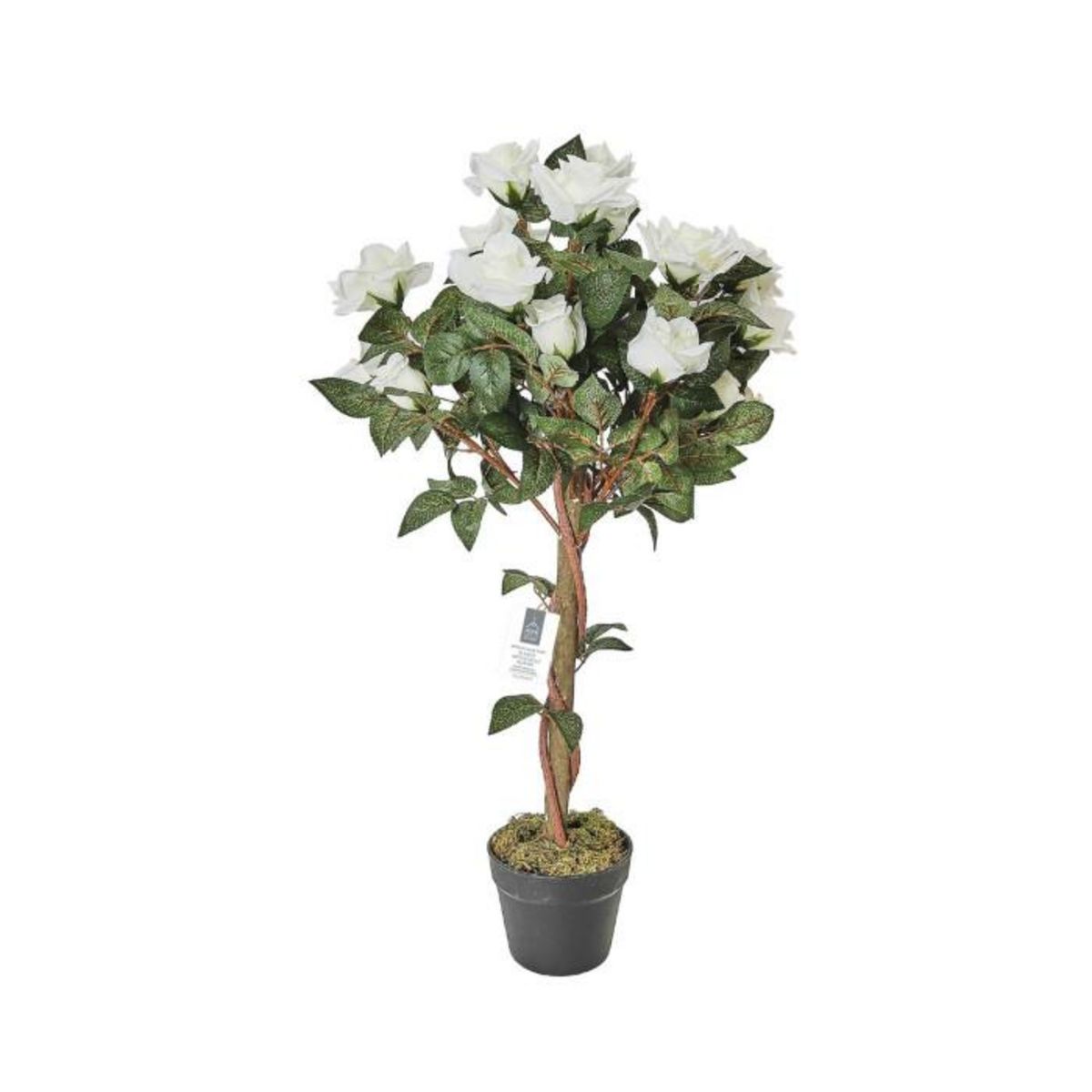 Paris Prix Plante Artificielle en Pot  Rosier  90cm Vert & Blanc