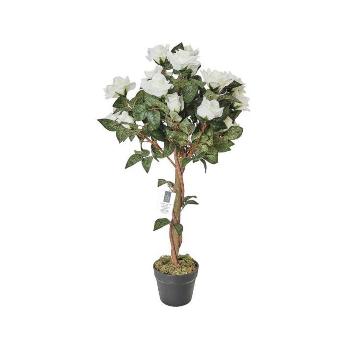 Paris Prix Plante Artificielle en Pot  Rosier  90cm Vert & Blanc