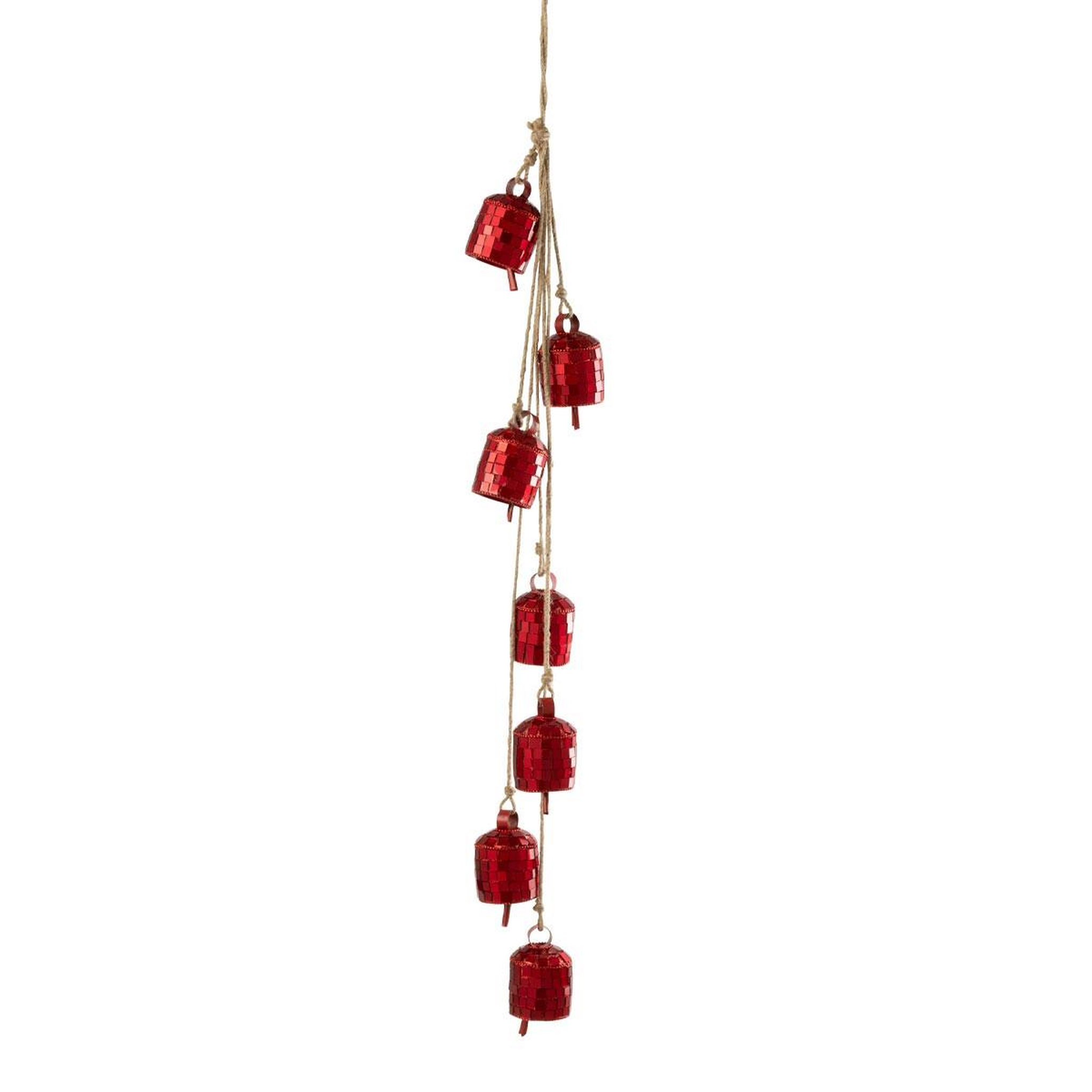 J-LINE Suspension de noël  7 cloches  45cm rouge