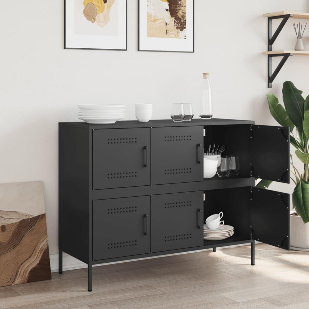 VIDAXL Buffet noir 100,5x39x79 cm acier