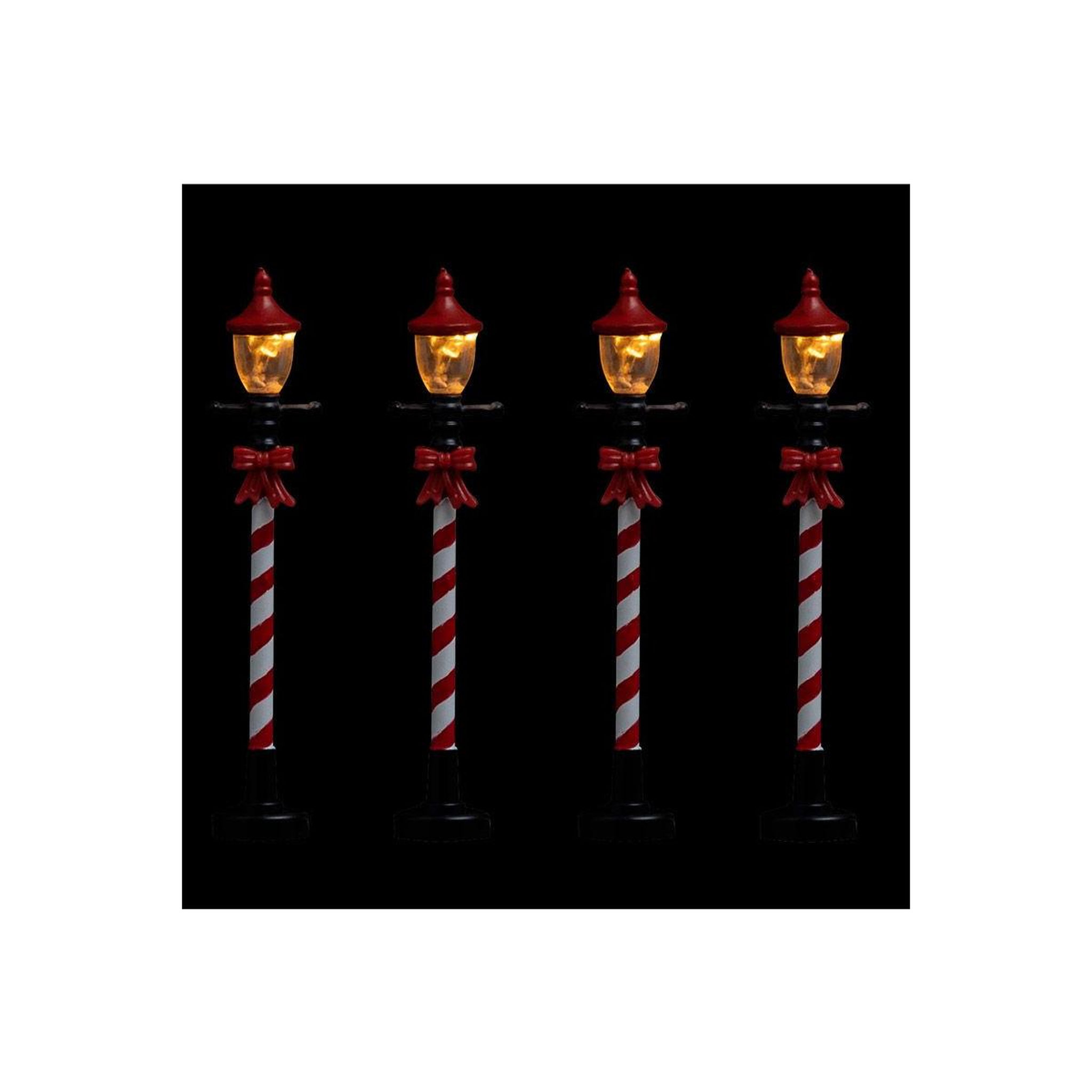 Voir la diapositive 2 : FEERIC LIGHT & CHRISTMAS Lot de 4 lampadaires à led  village  10cm rouge