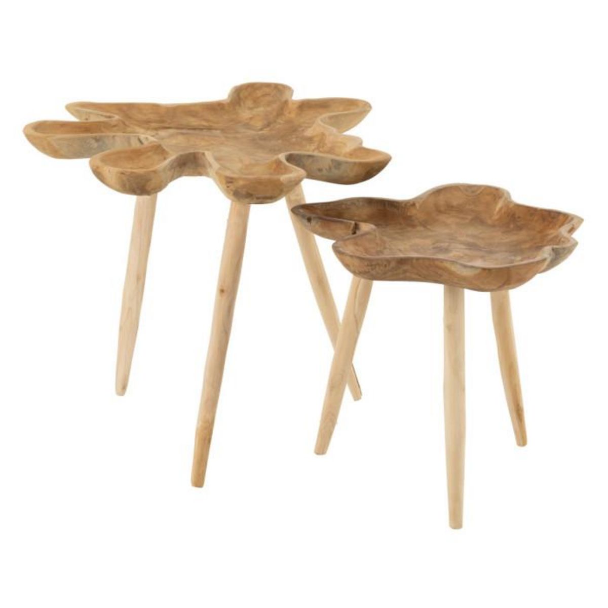 Paris Prix Lot de 2 Tables d'Appoint en Teck  Splash  60cm Naturel